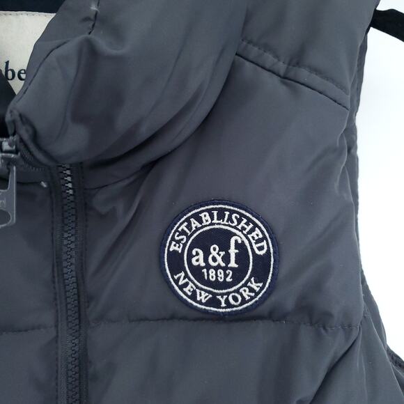 Abercrombie Kid Boy Y2K Gorpcore Goose Down Puffer Mock Vest Navy A&F Patch M - Picture 4 of 9